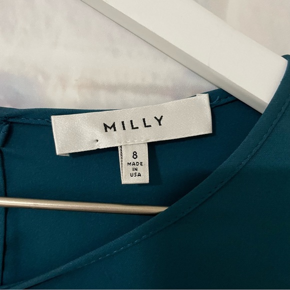 Milly | Juliette Dramatic Bishop Sleeve Stretch Silk Blouse - Picture 3 of 8